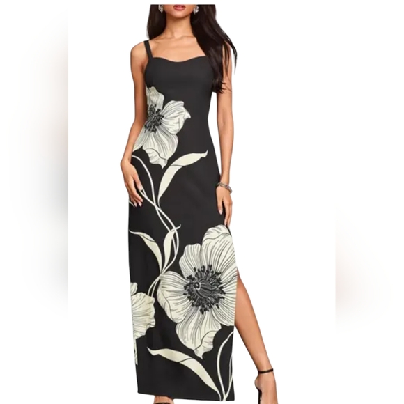 Lipsy Dresses & Skirts - Lipsy Maxi Black Floral Sleeveless Dress...Size 10